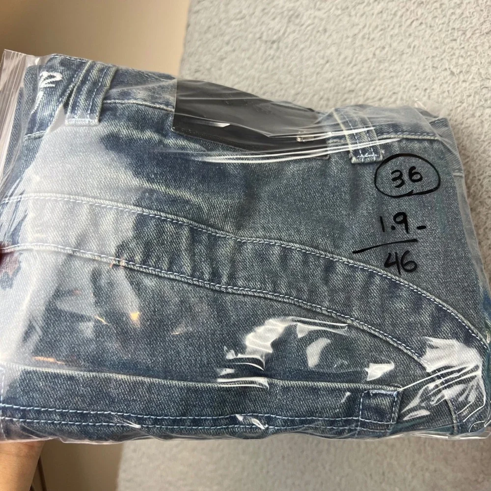 Playbigg Jeans Mens 36 Baggy Wide Leg Blue Denim Hip Hop Street Y2K